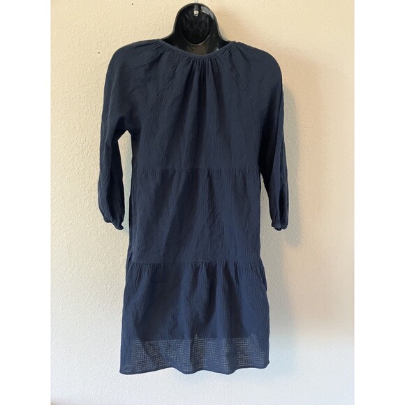 J.Crew Mini Dress Size XXS Navy Tiered Pullover Cotton - Picture 3 of 8